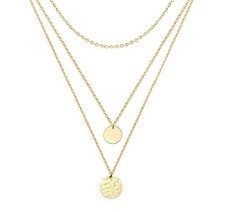 Layered 18k Gold plated Steel Chain Pendant Necklace Waterproof Hypoallergenic