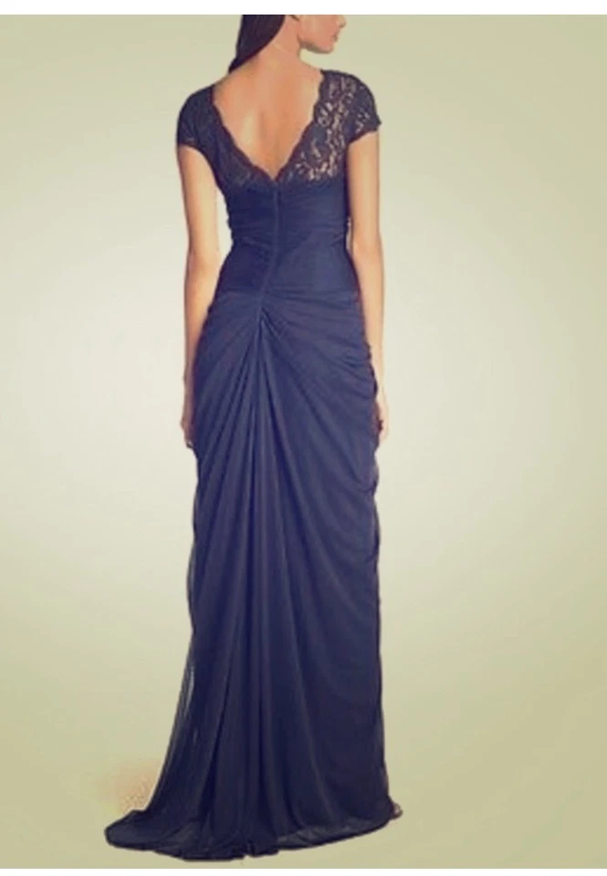 Adrianna Papel Women's Formal Evening Gown Navy Lace Yoke Jersey Size 16 NWOT - Image 2 of 4