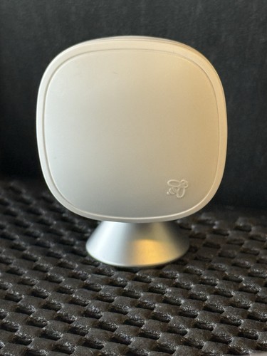 Ecobee SmartSensor Room Temperature Sensors, White, with a stand.
