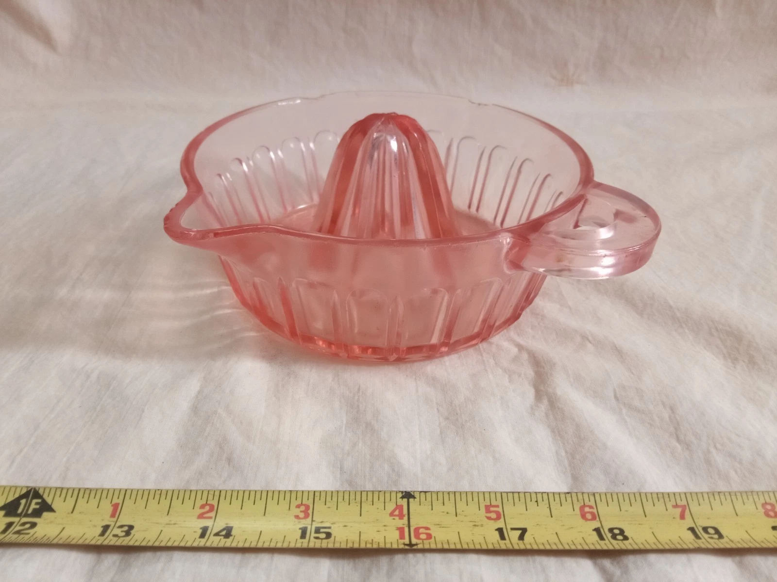 Vintage Glass Citrus Reamer Juicer Pinkish - chipped.