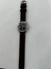 Vintage Timex Automatic Day Date Black Dial Men’s Watch New Brown Strap Runs