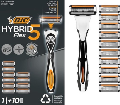 BIC Hybrid5 Flex Rasierer Herren Nassrasierer Wechselklingen Set AloeVera 10x