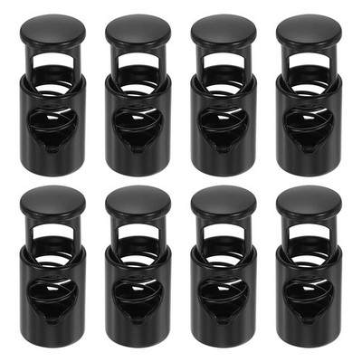 8Pcs Metal Cord Locks 6.5mm Single Hole Toggle Spring Stop Black