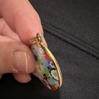 Round Multicolor Mosaic Glass Bezel-Set Pendant Charm, Art Flowers Theme — photo 3