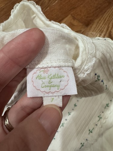 Alise Kathleen & Co Girls White 100% Linen Embroidered Dress Size 7 Southern - Picture 2 of 4