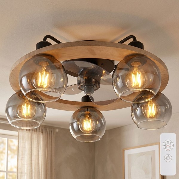 Deckenlampe Deckenventilator LüFter KüHler Timer Fernbedienung Glas Led D 55 Cm-image