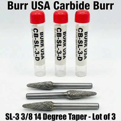 Burr USA CB-SL-3-D SL-3 3/8'' Carbide Burr 14 Deg Double Cut USA Made New Qty. 3