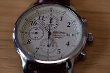 Seiko Chronograph 7T92 Quartz Cream Dial, Breguet Hands, 40.5mm Stainless
