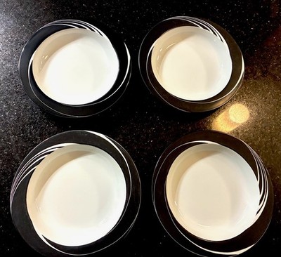 Set of 4 Block Spal, Jewels Black Pearl 8-5/8'' Rimmed Soup / Pasta Bowls