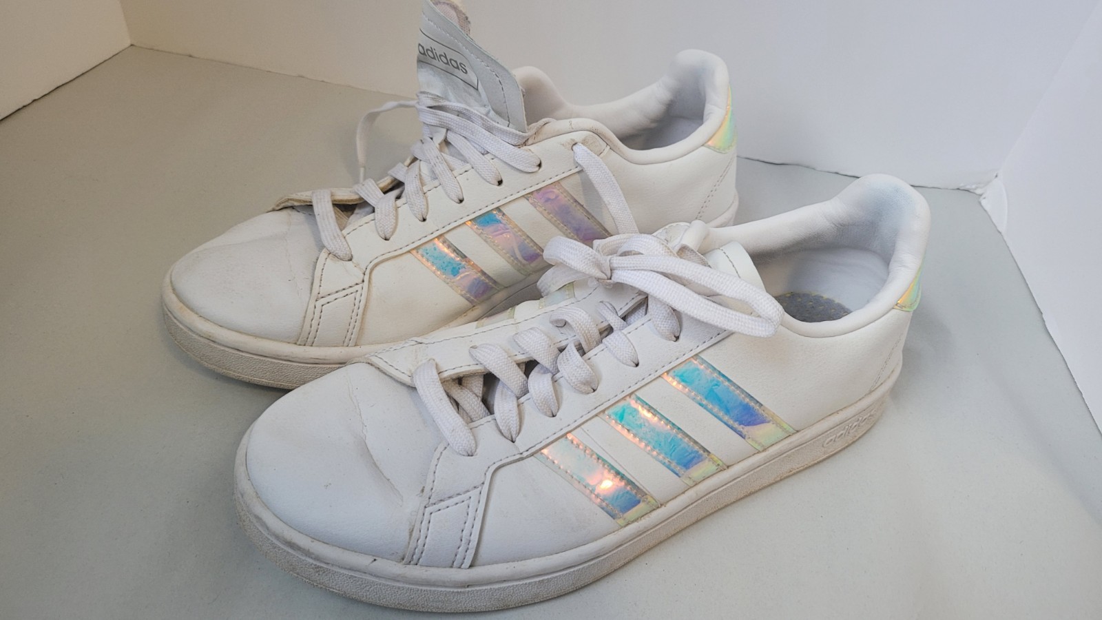 Women's Adidas Originals Superstar White & Metallic Sneakers – Size 9