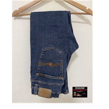 Nudie Jeans Blue Denim Skinny Men's Jeans Size 32 Cotton Button Logo Accents