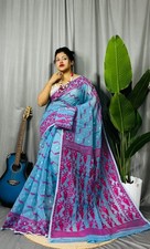 New Traditional Dhakai Jamdani Saree For Women Ethnic Wear Hand Made SareeBlouse