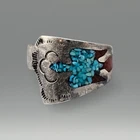 New ListingVintage Sterling Silver Navajo Peyote Bird Turquoise & Coral Size: 7.25 Ring