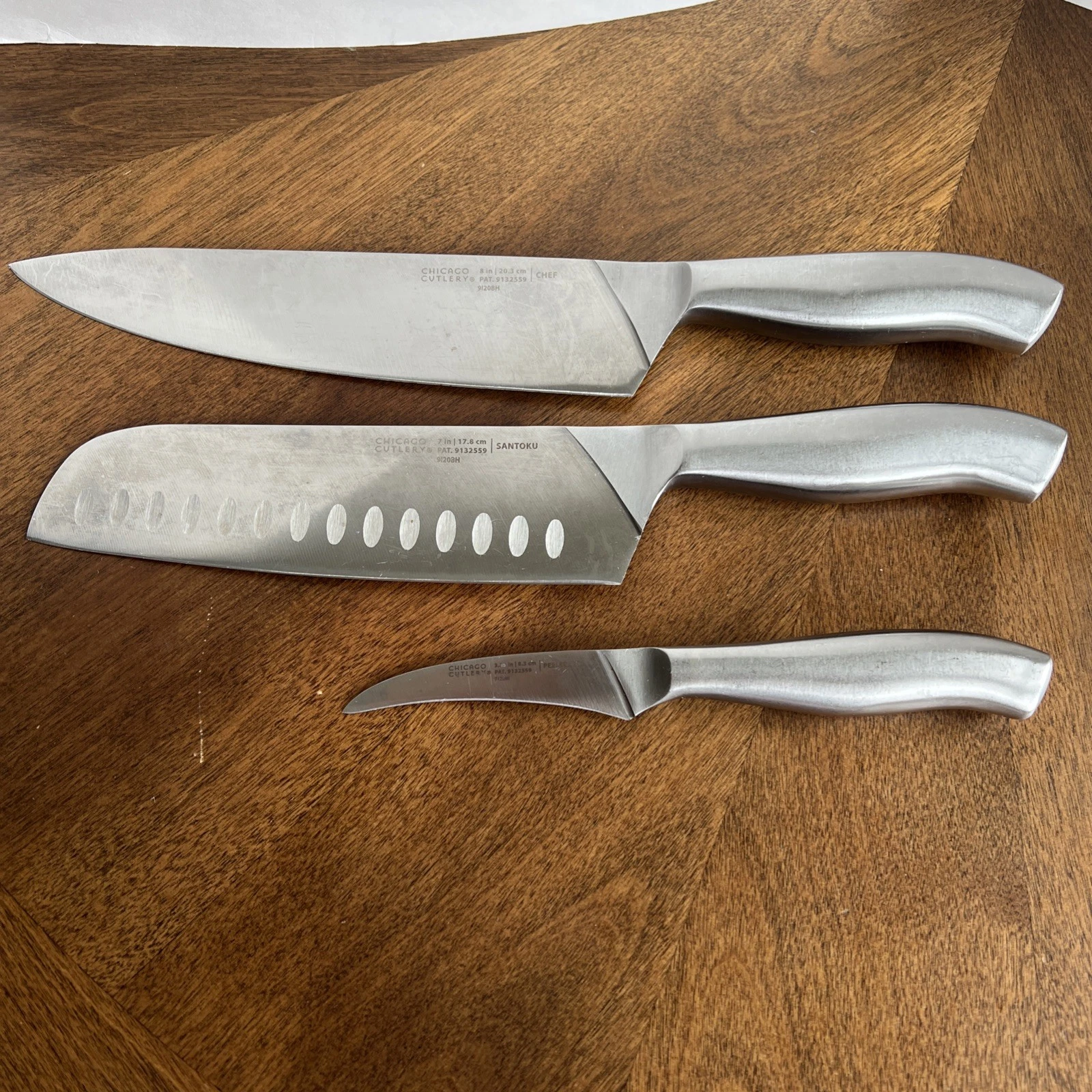Chicago Cutlery Set Of 3 Paring, Chef, Santoku Knife Knives Silver