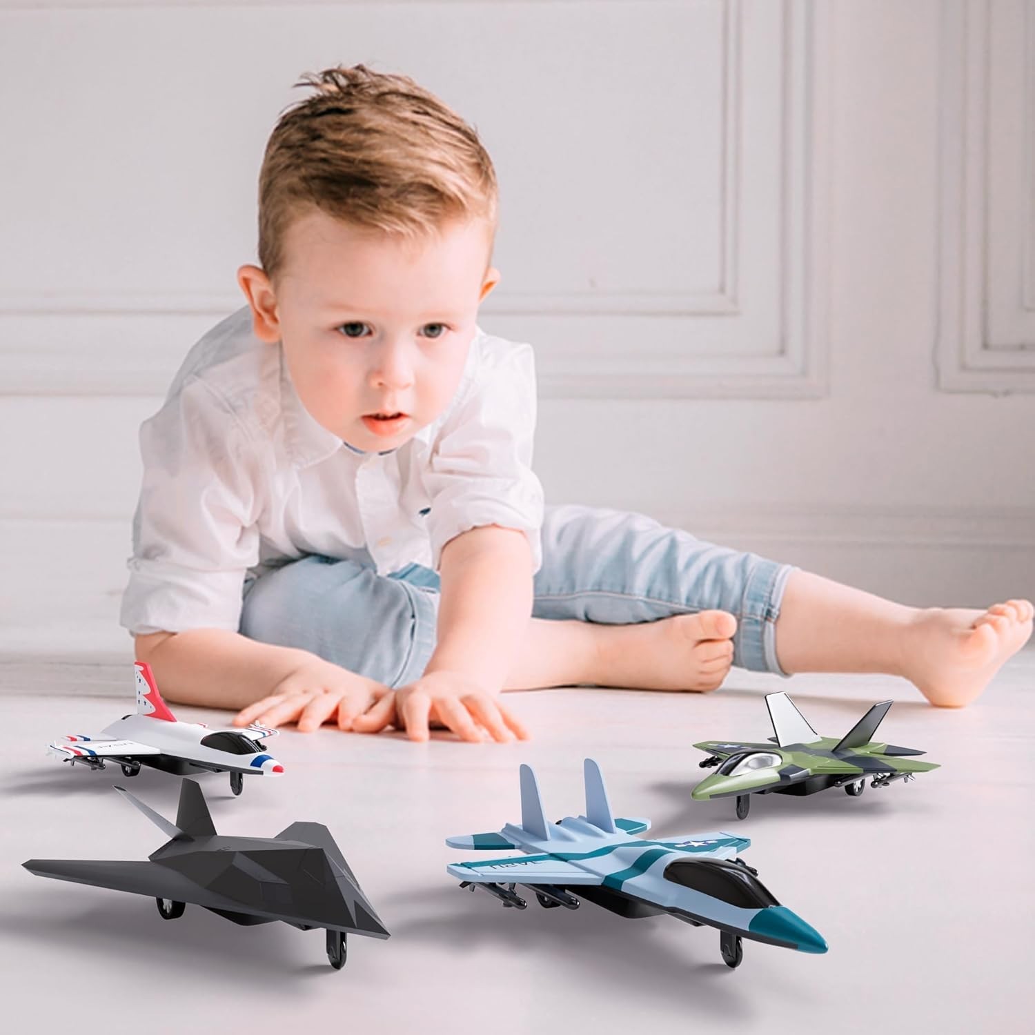Exciting 4-Pack US Air Force Diecast Toy Fighter Jets - Perfect Gift for Kids