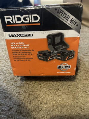 #ad New Ridgid 18V Two 4 Ah MAX Output Batteries With Charger Model AC8609340SB $99.99
