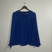 I.N. STUDIO Blue Long Sleeve Women Blouse Size XL