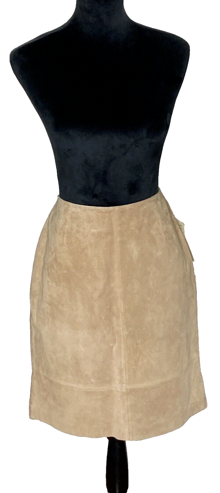 Lord & Taylor Petite Tan Leather Suede Lined Skirt Size 12P Work Ready