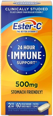 Ester-C Vitamin C, 500mg Tablets, 60-Count, Unflavored Packaging May Vary