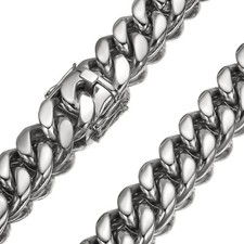 6-22mm Hip Hop Stainless Steel Miami Cuban Link Chain Necklace Silver Color