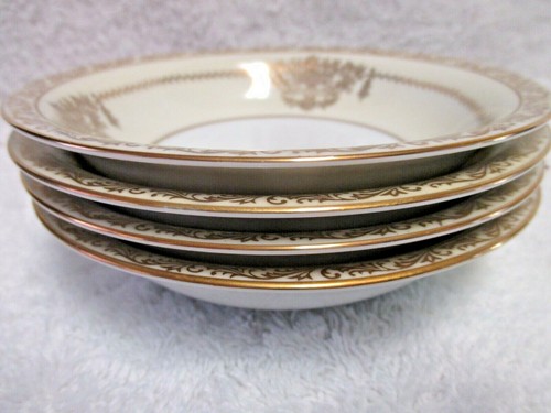 Noritake Bancroft Fruit Dessert Bowls 5 5/8" Pristine Gold 5481 Japan Set of 4 - Picture 6 of 8