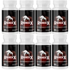 Rhinox X Enhancement Pills for Men Supports Performance & Energy - 8 Bottles