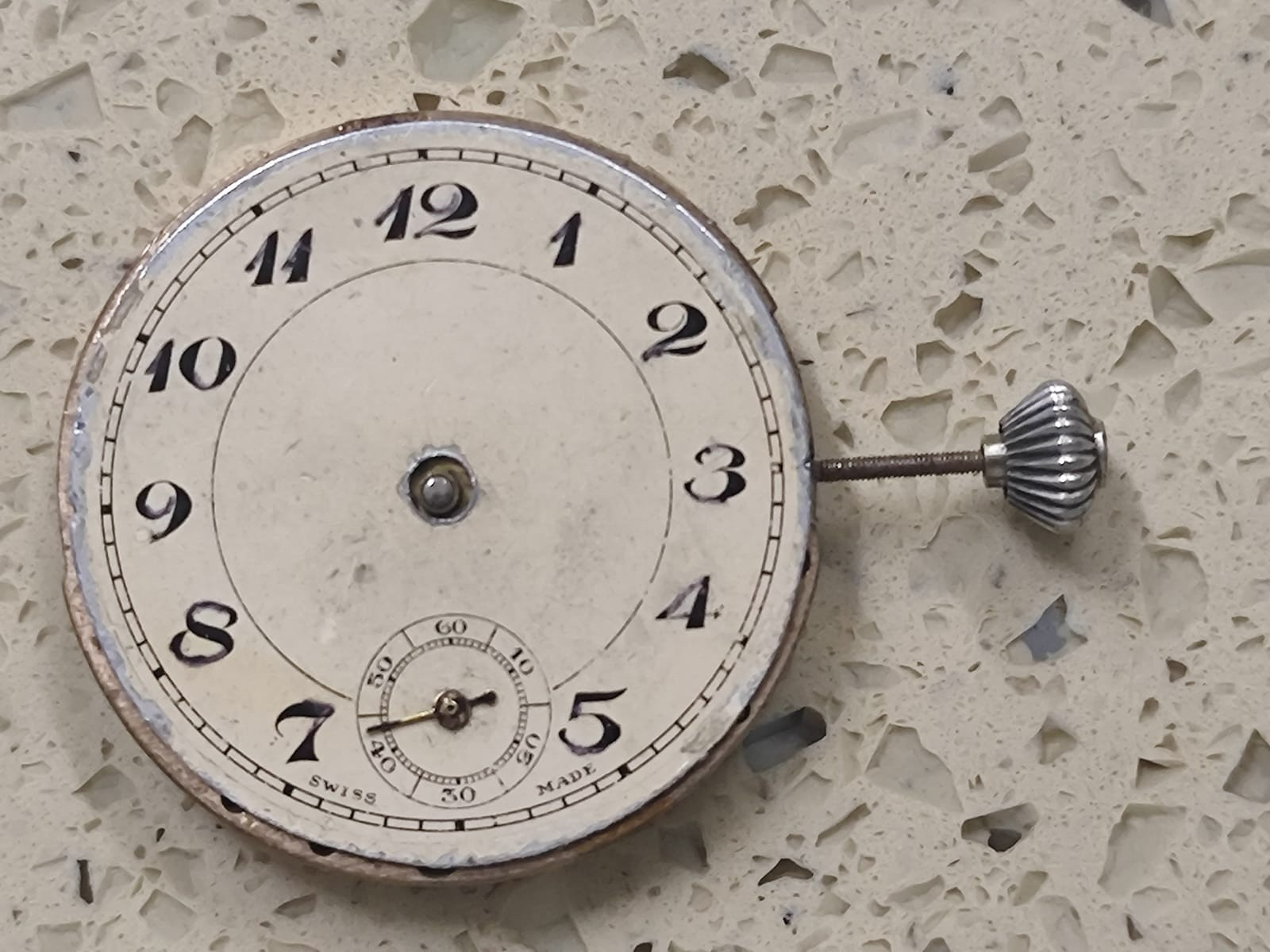 1940 Vintage UT 498 Movement with Dial & hands GENIE Not Working for parts