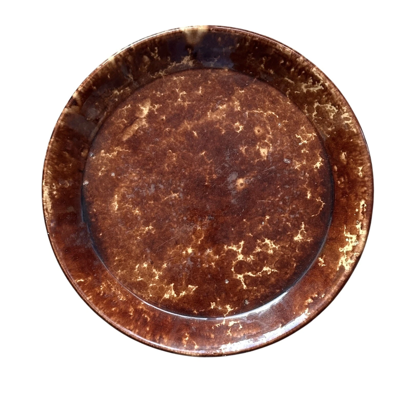 Antique Brown Spatterware Pie Plate 10 inches