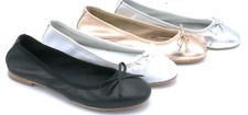 Les Alentines Plain Silver/Gold/White/Black Leather Ballerina