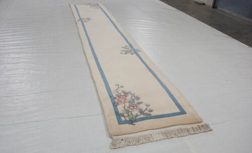 Tappeto RRA 2'6" x 15' Runner cinese art deco design floreale avorio 18799 - Foto 2 di 5