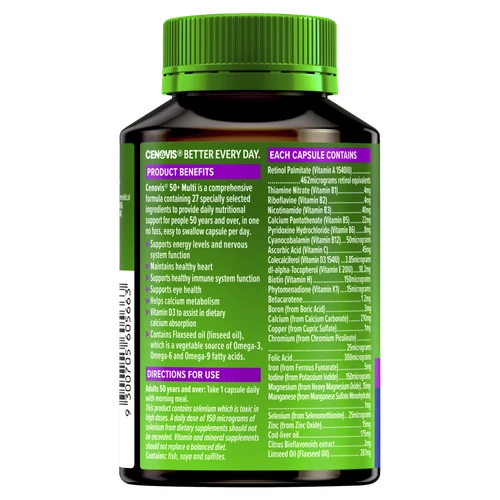 Cenovis 50+ Multi 50 Capsules Once Daily Multivitamin for 50 Years Plus Energy