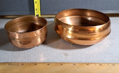 Vintage Copper Craft Guild 3 & 4 leg Bowls 4&6in #1974L175