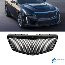 For Cadillac CTS Sedan 2014-2019 Black Front Bumper Hood Grille Upper Grill ABS