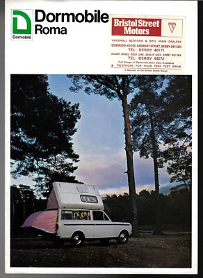 Bedford HA Dormobile Roma Motor Wohnwagen c1970 UK Markt Faltbare Broschüre Viva