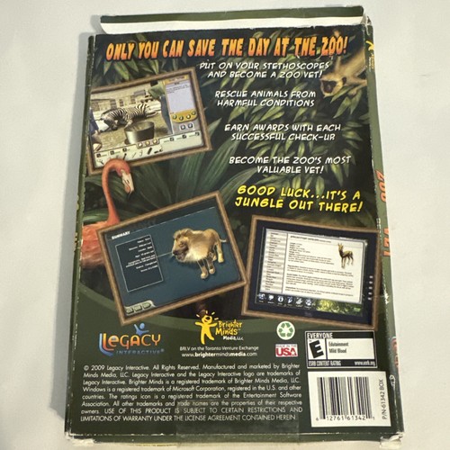 New Legacy Interactive Zoo Vet 2009 PC. No Manual-Case Smash - Picture 2 of 2