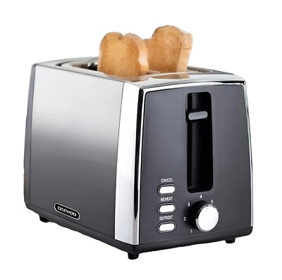 Daewoo Callisto 2-Scheiben-Toaster Edelstahl Ombre Finish Auftauen Aufwärmen 900 W