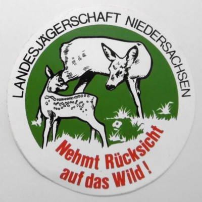 Aufkleber Reh Kitz Nehmt Rücksicht auf das Wild Landesjägerschaft Niedersachsen