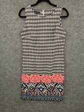 Mario Serrani Italy Shift Dress Womens 8 Sleeveless Knee Length Black Geometric