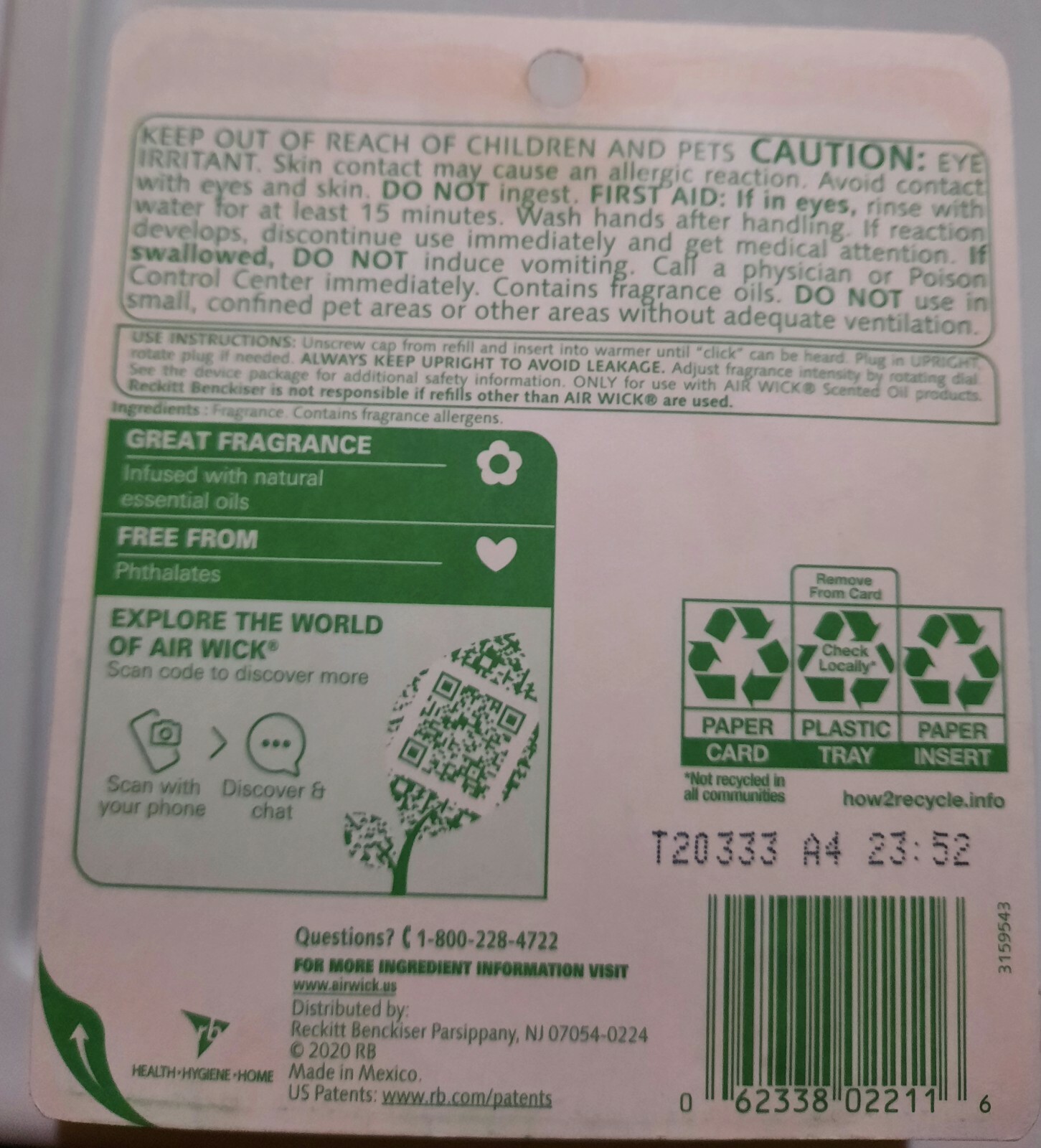 Airwick Plug in Scented Oil Refills COCONUT &PINEAPPLE Air Freshener X