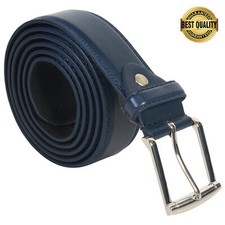 Leatherboss Genuine Leather Men Big and Tall Jeans Belt Size 46"- 64", Navy Blue