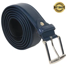 Leatherboss Genuine Leather Men Big and Tall Jeans Belt Size 46"- 64", Navy Blue