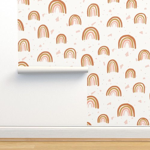 Peel-and-Stick Removable Wallpaper Terrazzo Rainbows Earthy Mustard