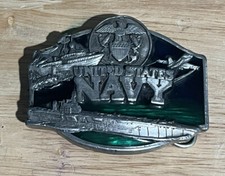 Vintage Belt Buckle United States Navy 1987 Siskiyou Buckle Co. G-50 Pewter