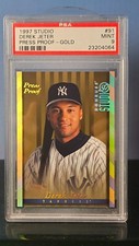 1997 Studio Baseball Derek Jeter #91 Press Proof Gold Parallel PSA 9 Mint