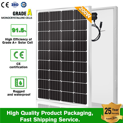 200W Watt 12V Mono Solar Panel Charging Battery Power RV Home Boat Camp Off-Grid
