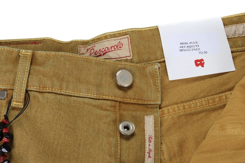 NWT MARCO PESCAROLO Plus JEANS mustard carrot fit luxury Napoli Italy 50 - Image 3 of 4