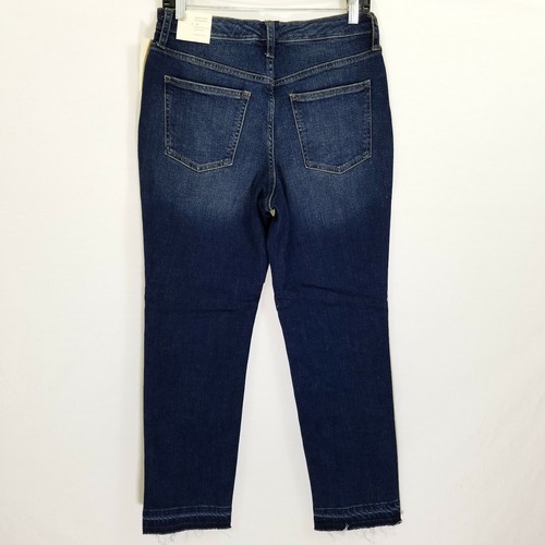 Pantalones de mezclilla Universal Thread para mujer 8 dobladillo corto borde crudo recto destruido NUEVO - Imagen 6 de 11