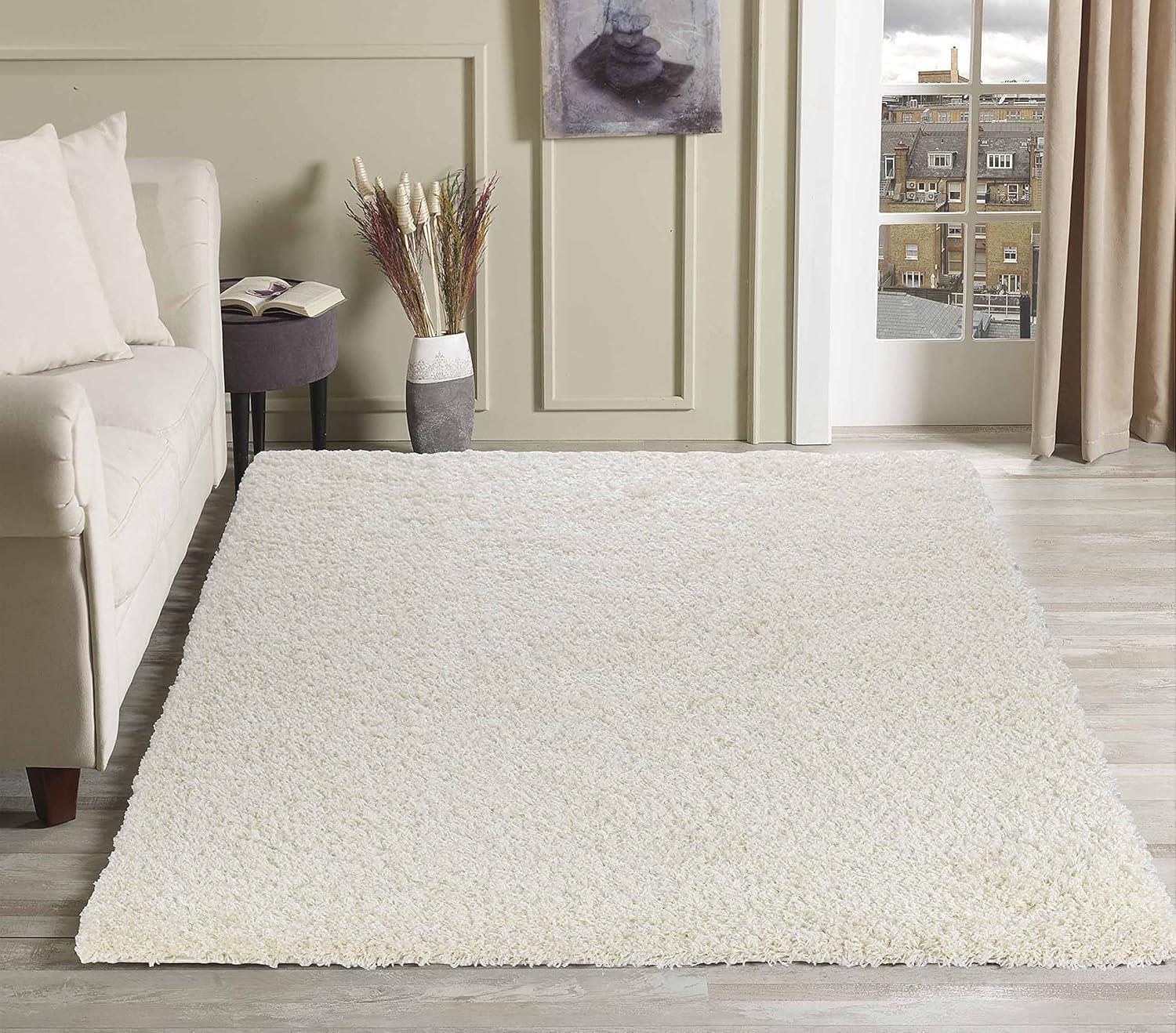 Living Room Shaggy Area Rugs, Polypropylene Serdim Rugs, IVORY, 120 x 170 cm