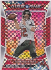 TOM BRADY ROOKIE STAR Airborne RARE RED PLAID PRIZMS $$ VARIATION Football Card!