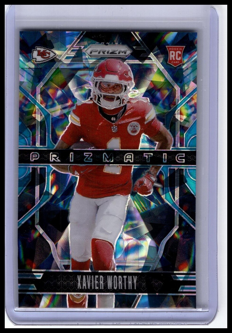 2024 Panini Prizm #14 Xavier Worthy Prizmatic Blue Ice Prizm #/99